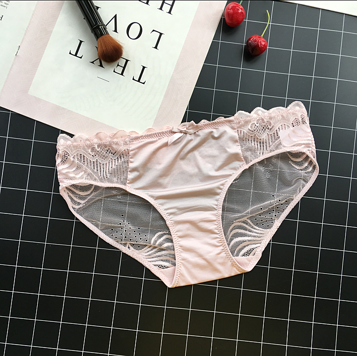 Lacy Mesh back panties with Frilly Waistband-Pink-Theone Apparel