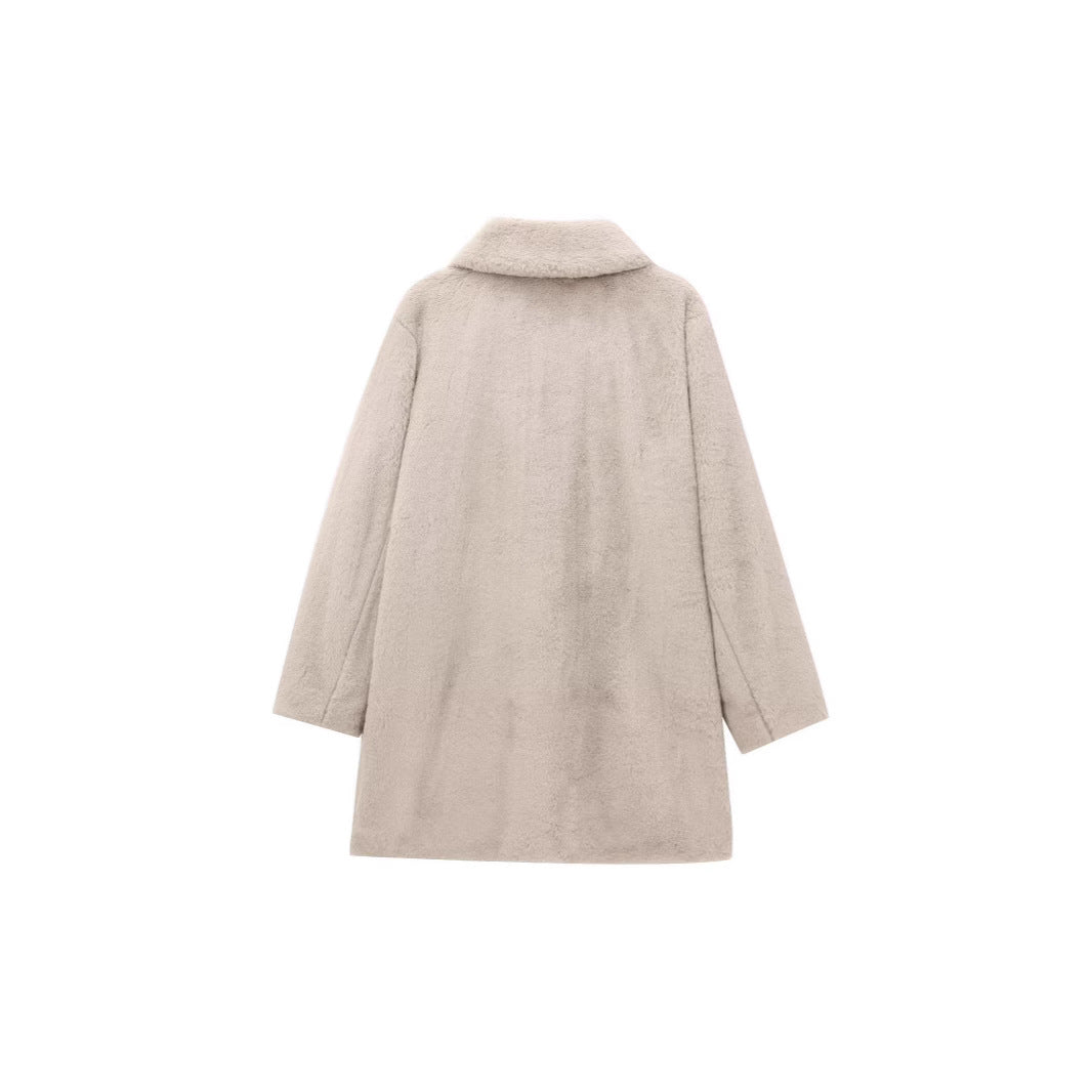 Women's Trendy Faux Fur Street Style Polyester Coat Jacket