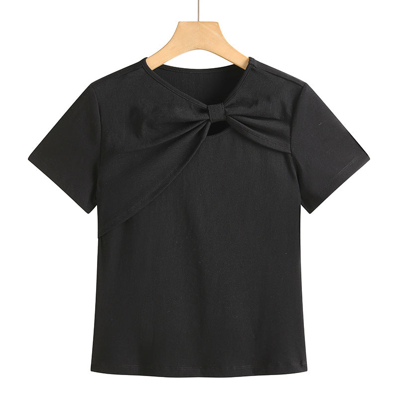 Hollow Shoulder Slim Fit Short Sleeve Casual Cotton Summer Top