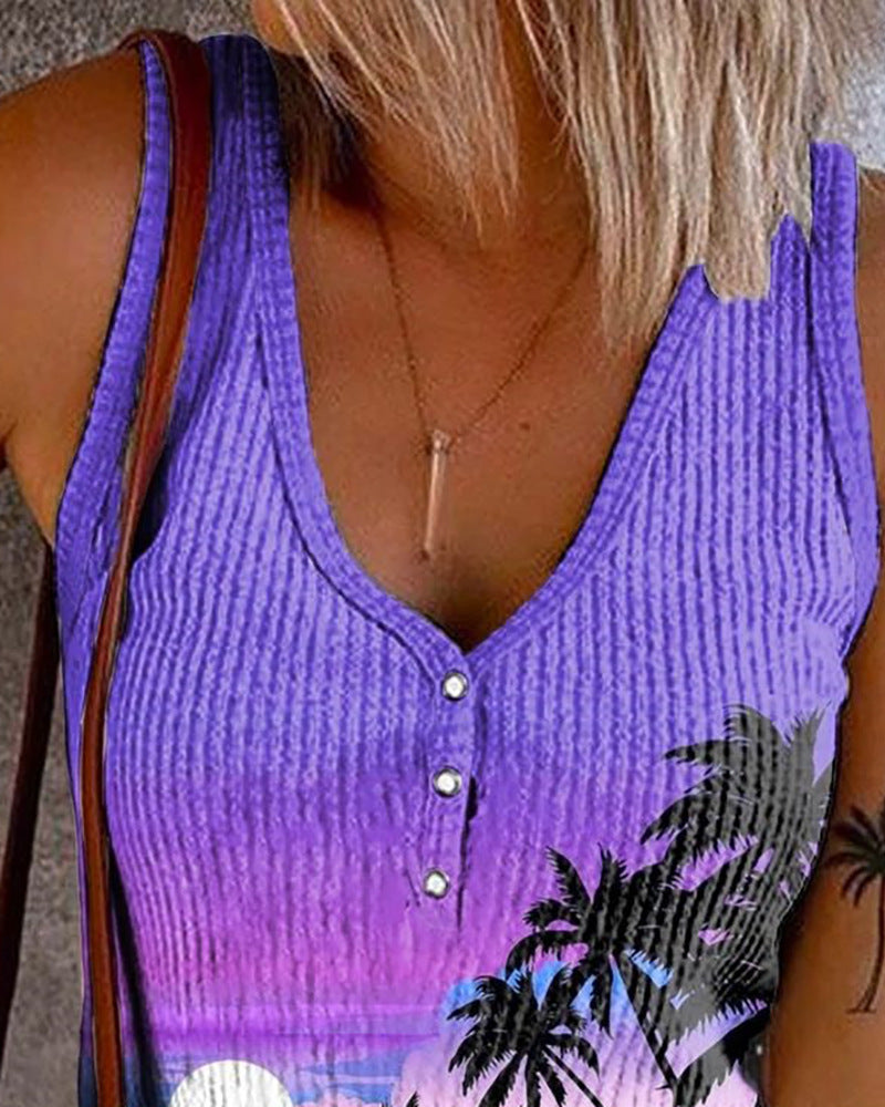 Elegant Sleeveless Printed Tank Top For Everyday Casual Wear