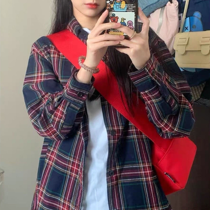 Casual Plaid Long Sleeve Lightweight Retro Style Short Jacket