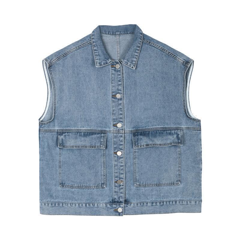 Loose Fit Sleeveless Denim Vest Casual Korean Spring Style