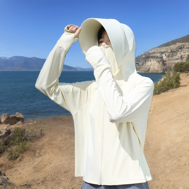 Lightweight Ice Silk Sun Protection Jacket With Wide Brim