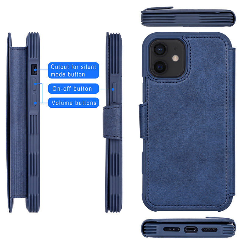 Magnetic Flip Wallet PU Phone Case For iPhone 12 Series