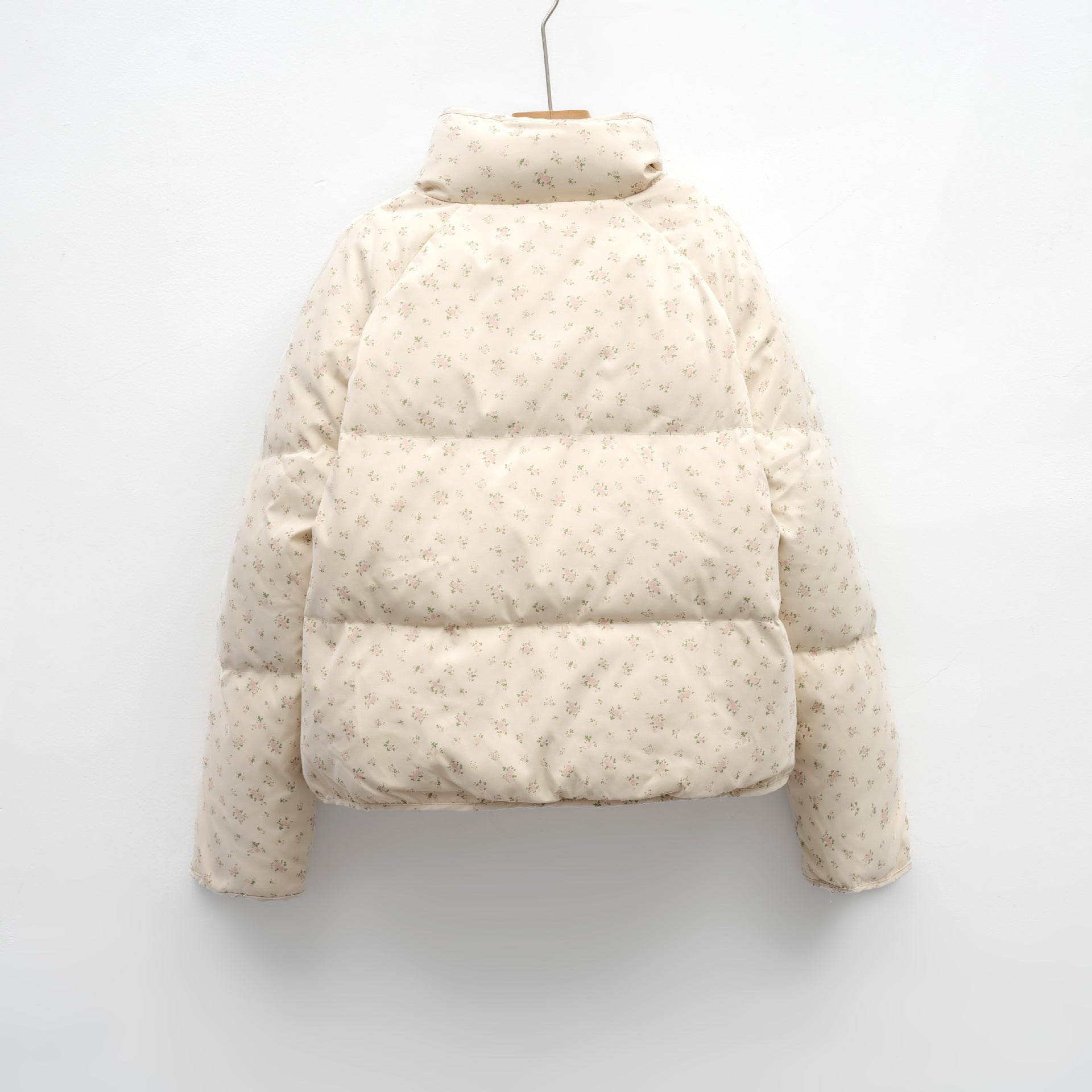 Petite Floral White Duck Down Short Jacket For Women