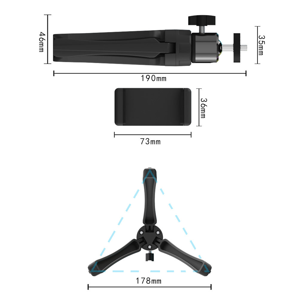 Adjustable Desktop Tripod Phone Stand With Universal Clip