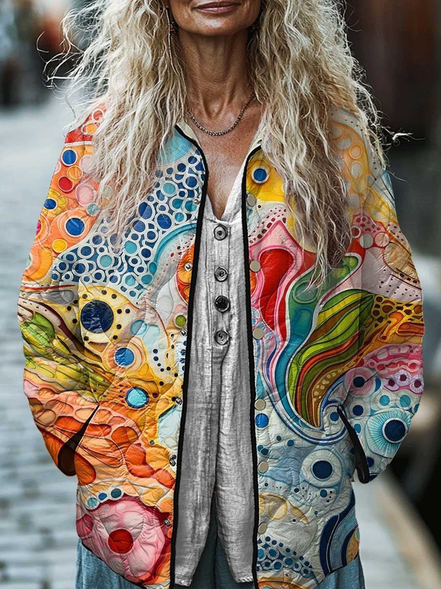 Women's Digital Floral Cotton Padded Jacket With Space Cotton Fill