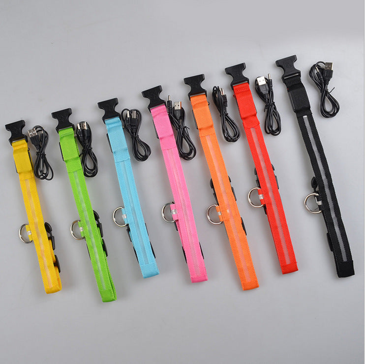 Nylon LED Luminous Pet Collar For Night Safety