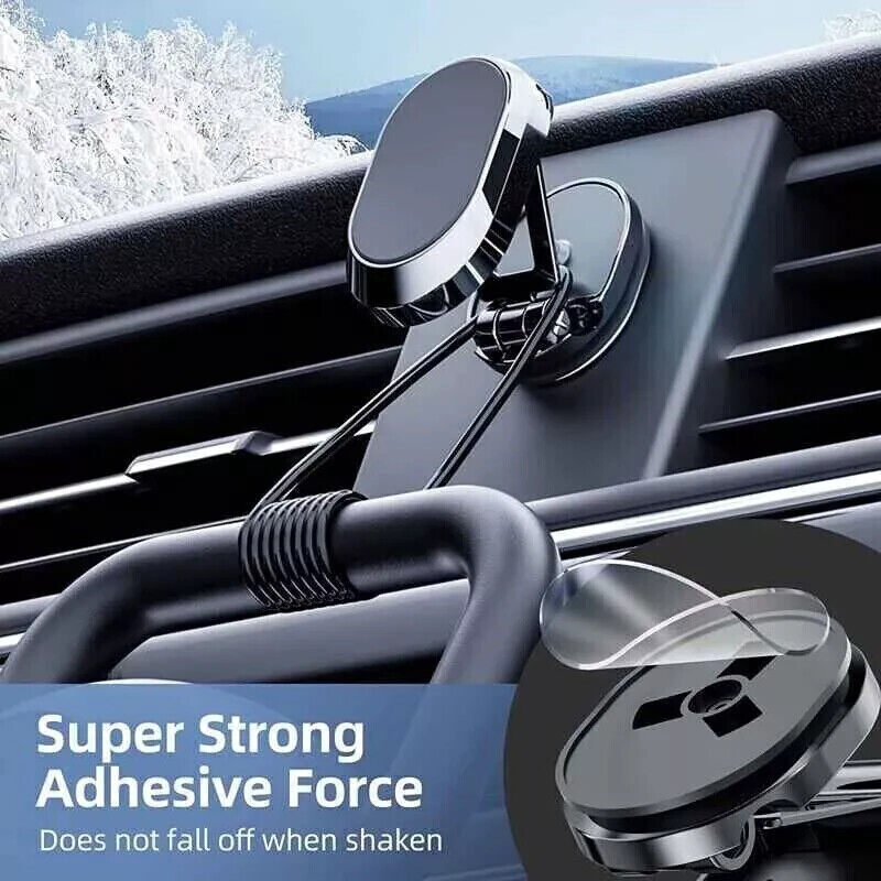 Foldable Magnetic Stainless?Steel Dashboard Phone Holder With 360° Rotation