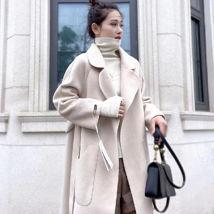 Stand-Collar Mid-Length Thick Fleece Coat For Women