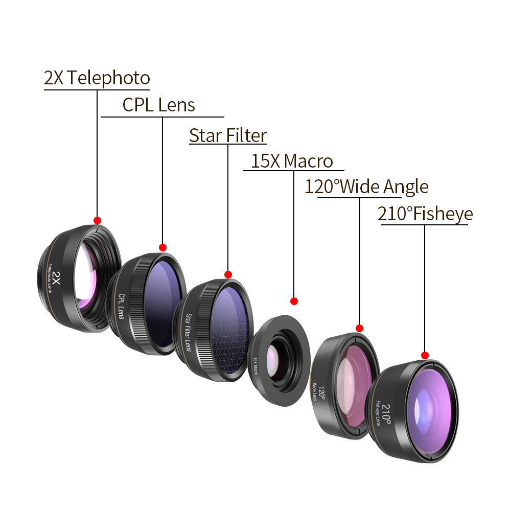6?In?1 Universal Mobile Lens Kit With Fisheye Wide Macro CPL