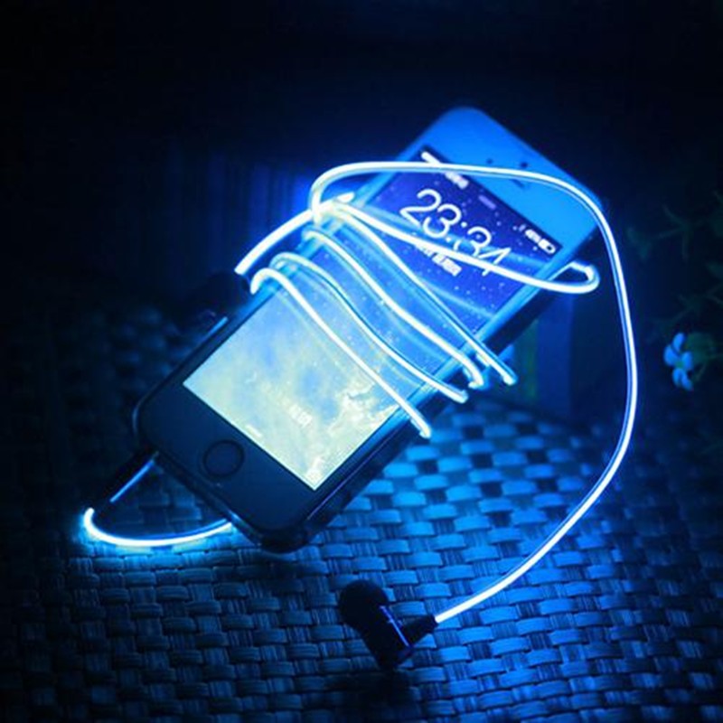 LED Light Up Music Reactive Earphones With Microphone Control