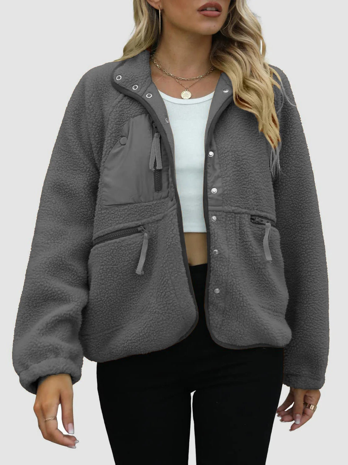 Plush Lamb Wool Short Cardigan Coat Women's Cozy Jacket