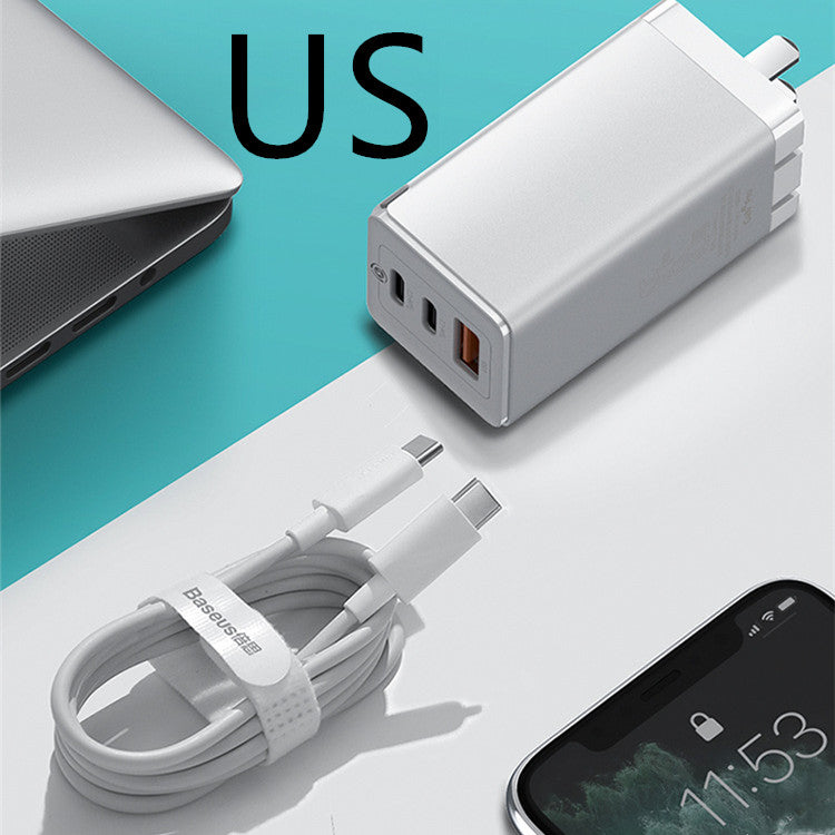 65W Triple-Port Fast Charger With Type?C And USB Outputs