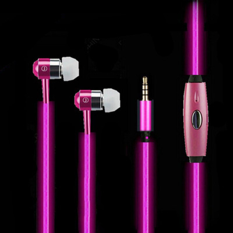 LED Light Up Music Reactive Earphones With Microphone Control