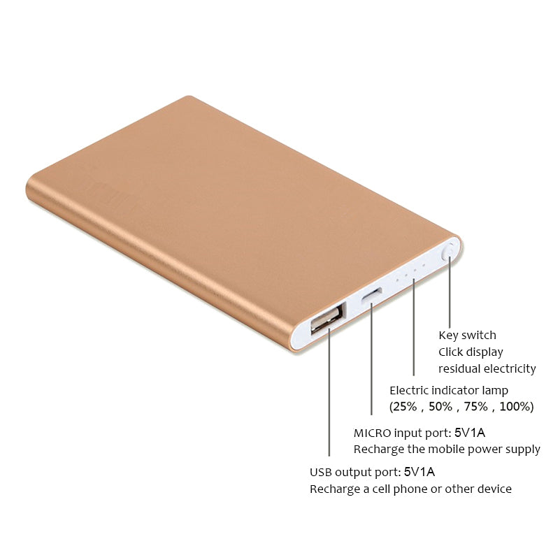 Ultra?Thin 4500mAh Alloy Power Bank With Slim Lightweight Design