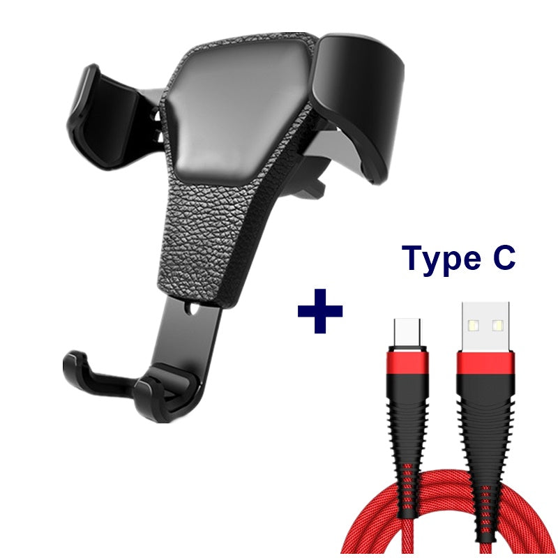 Leather?Texture Gravity Car Phone Holder With Automatic Clamp Design