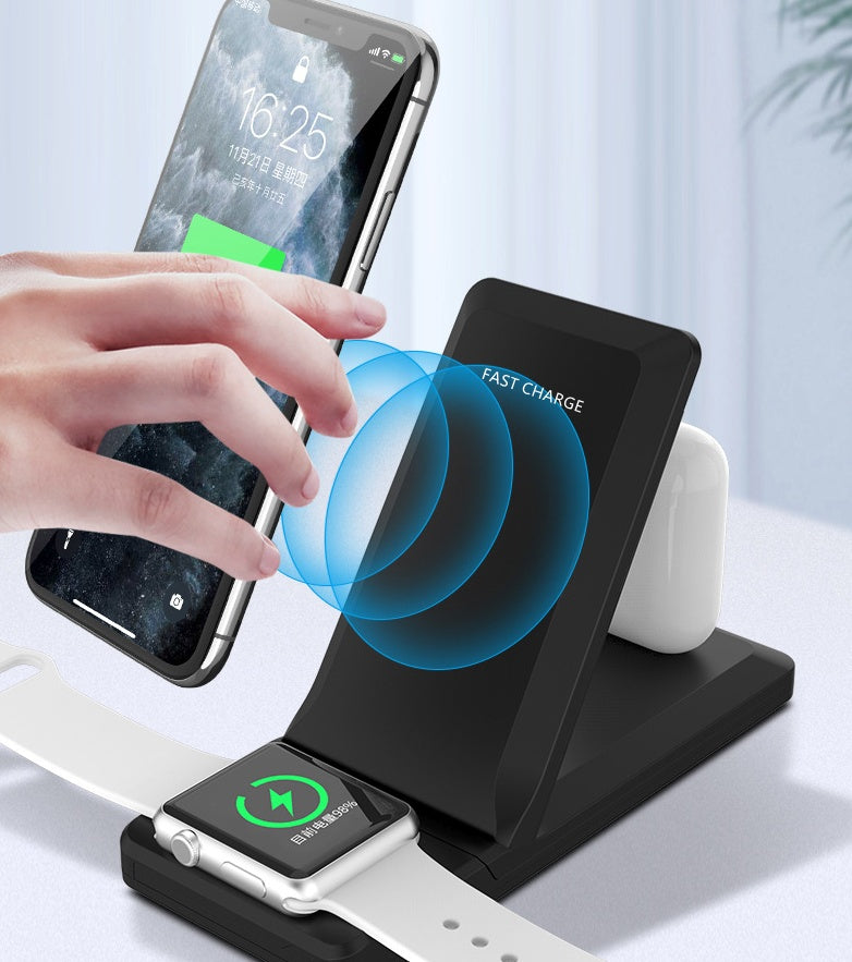 Foldable Three?in?One Wireless Charger For Phone, Watch, Earbuds