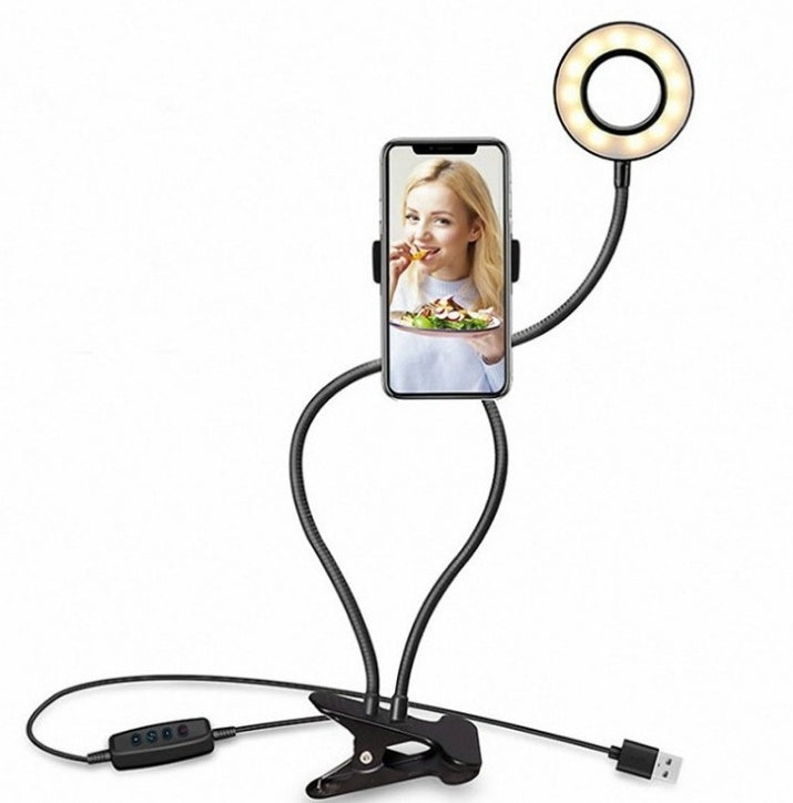 Adjustable LED Selfie Ring Light With Desk Clamp For Makeup And Live Use