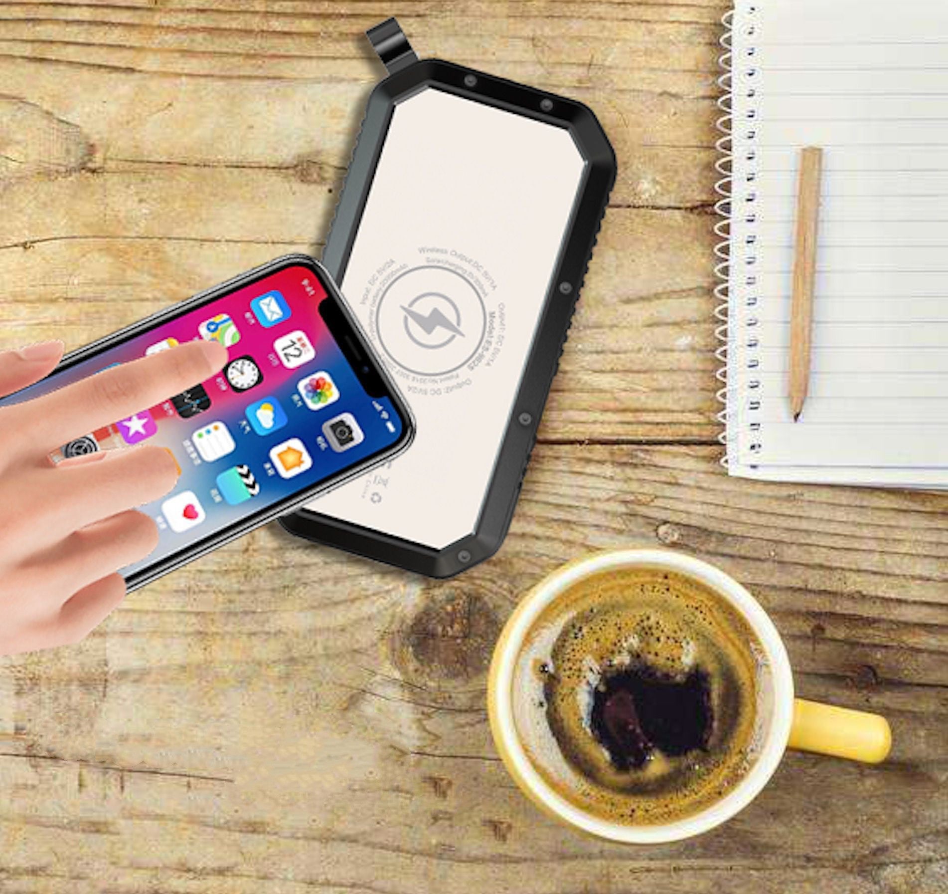 Wireless Solar Power Bank With Triple USB Output And LED Torch