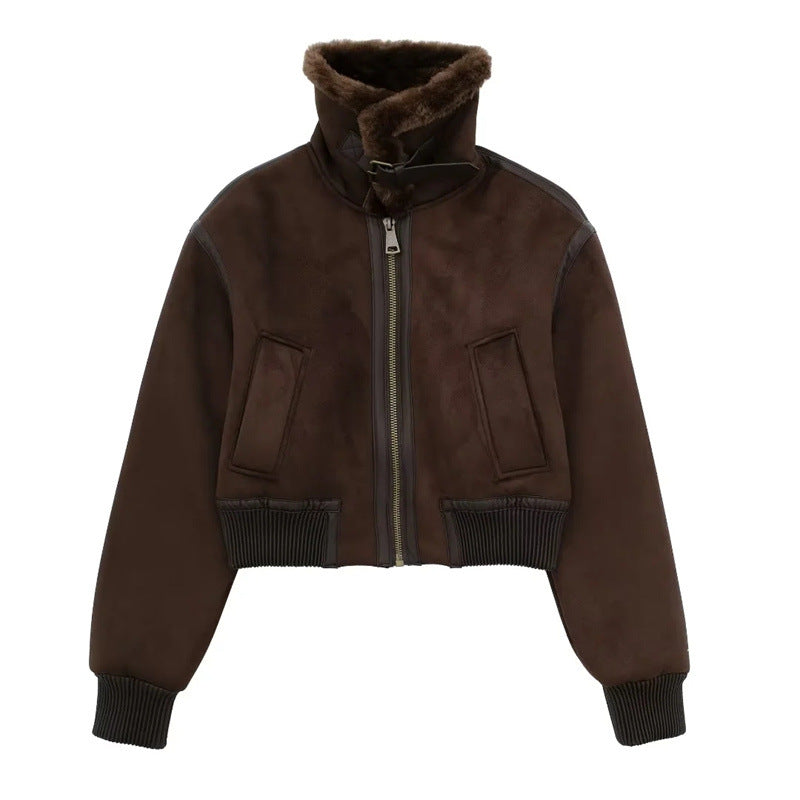 Reversible Fur Motorcycle Jacket Women's Double-Sided Warm Layer Coat