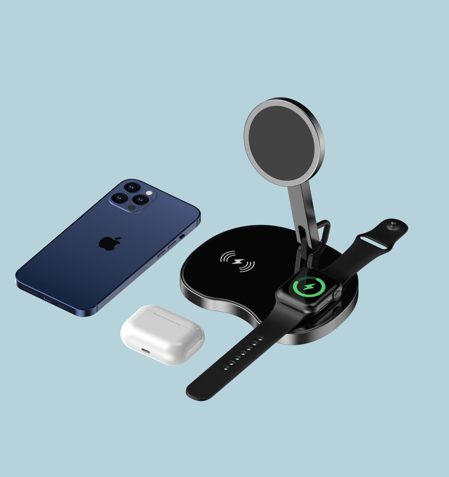 Three?In?One Wireless Charger For Phone, Watch, And Earbuds