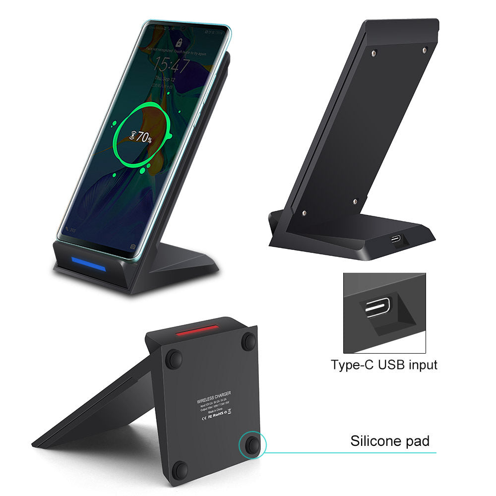 15W Vertical Qi Wireless Charging Stand With Type?C Input