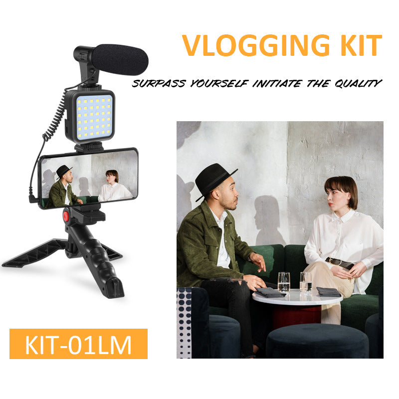 Desktop Tripod Light Set With Condenser Microphone For Recording