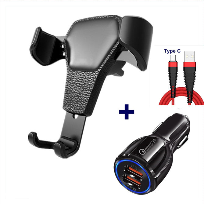Leather?Texture Gravity Car Phone Holder With Automatic Clamp Design