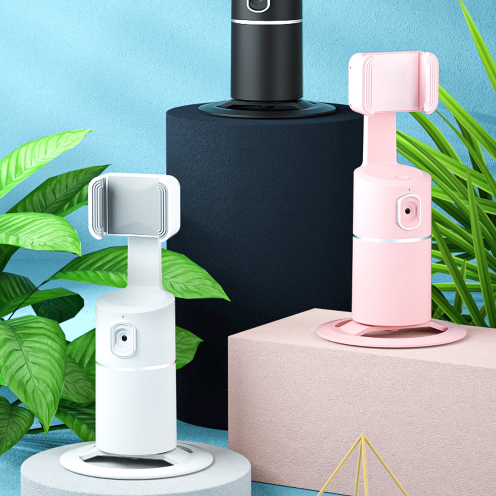 AI Face?Tracking 360° Rotating Phone Stand For Live Streaming