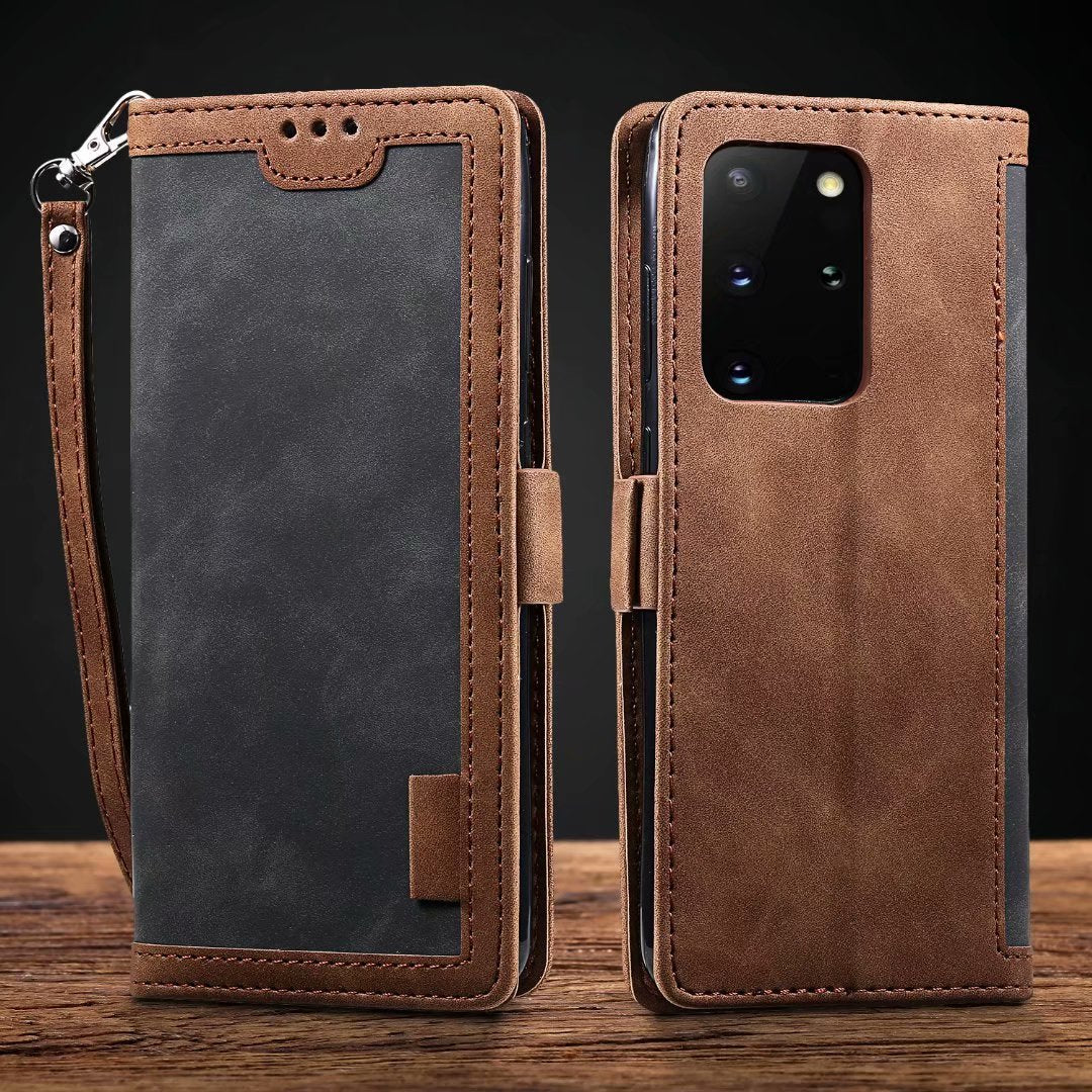 Retro Wallet Style Spliced PU Leather Phone Case Cover