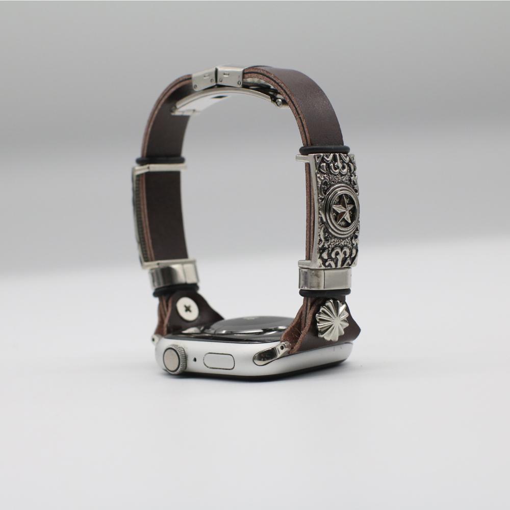 Retro Embossed Leather Replacement Watch Band For Smartwatch Models
