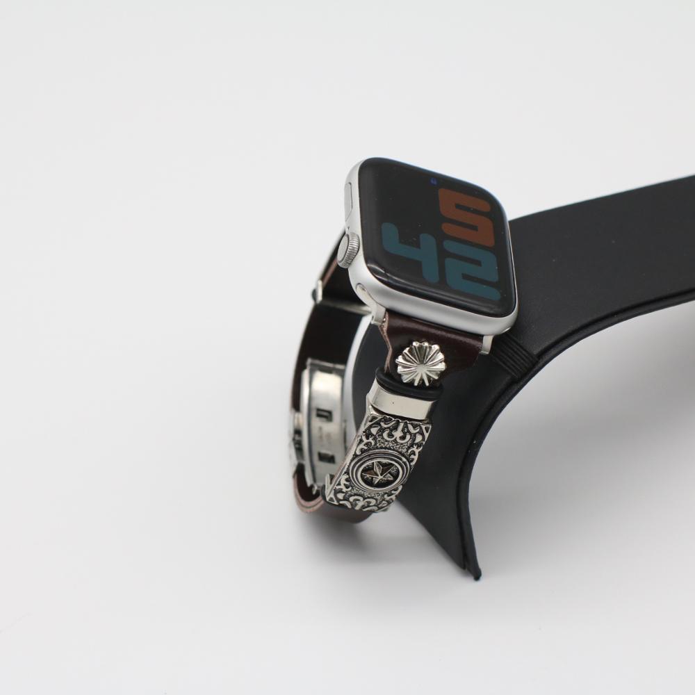 Retro Embossed Leather Replacement Watch Band For Smartwatch Models
