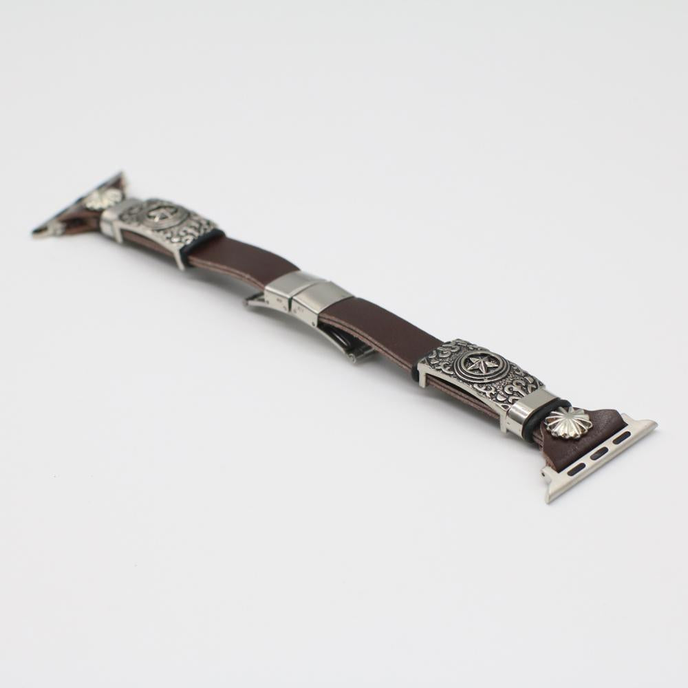 Retro Embossed Leather Replacement Watch Band For Smartwatch Models