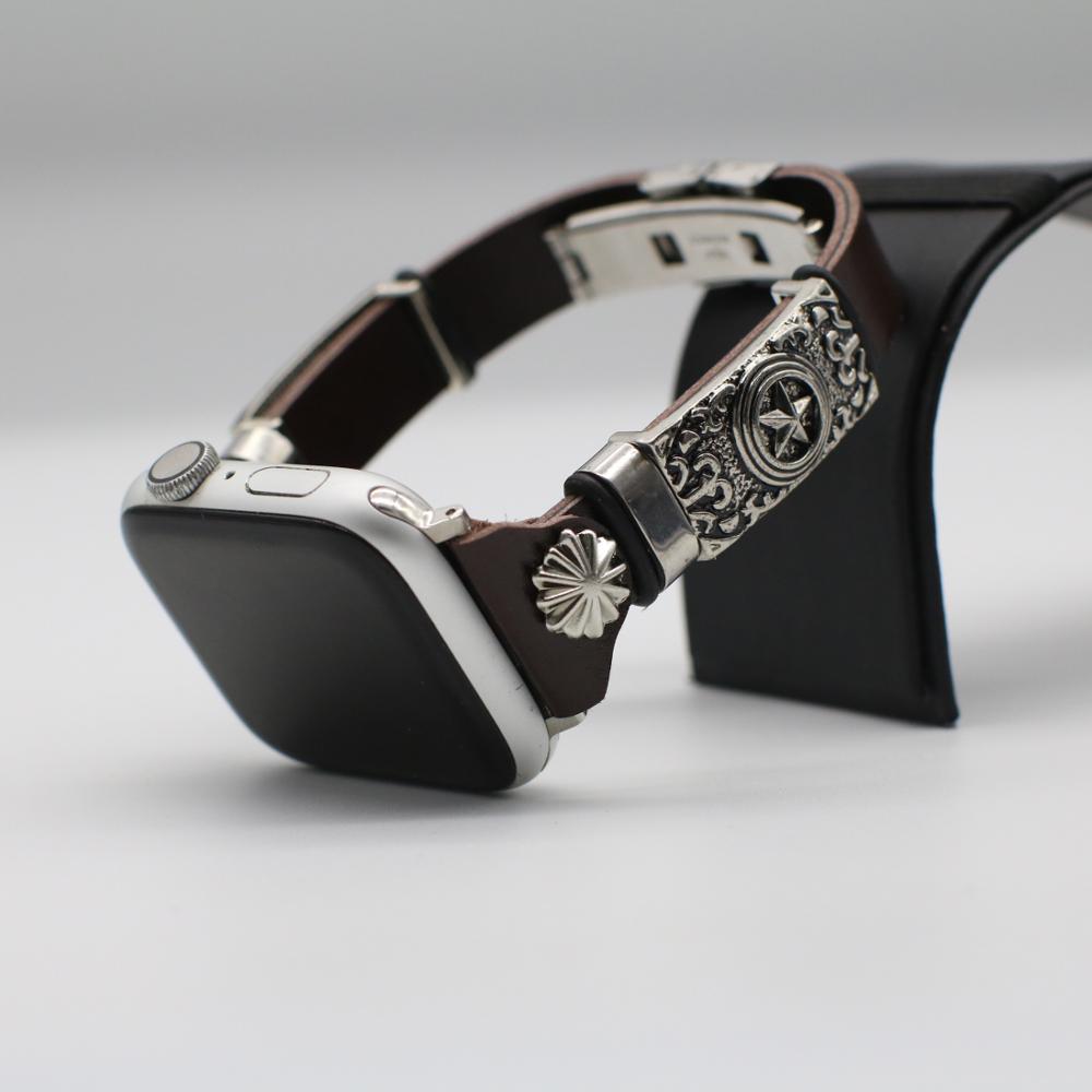 Retro Embossed Leather Replacement Watch Band For Smartwatch Models