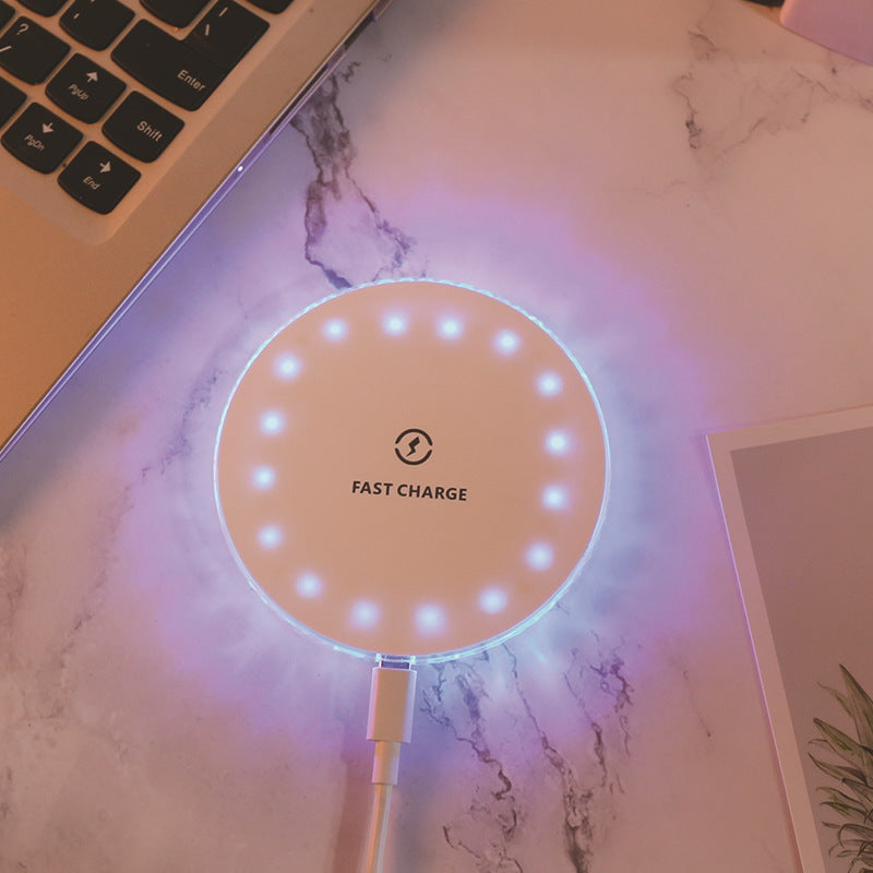 10W Round Wireless Charging Pad With LED Indicator Light