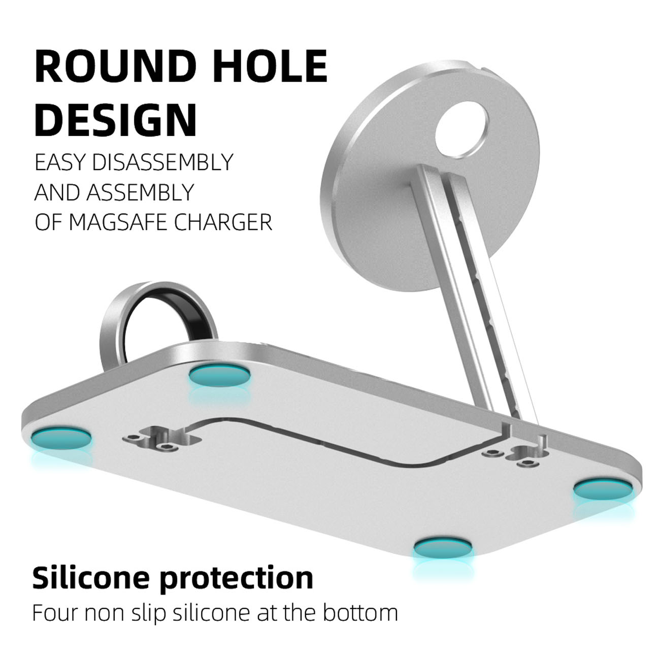 Alloy Desktop Charging Stand For Phones Cables And Smartwatches