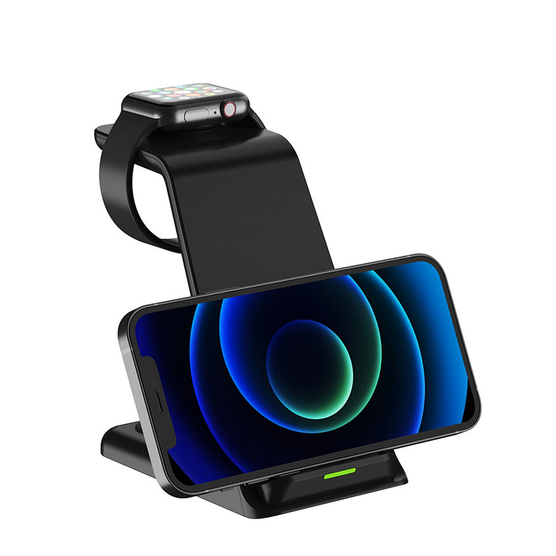 Vertical 15W Three?in?One Wireless Charging Stand With Dual Coils