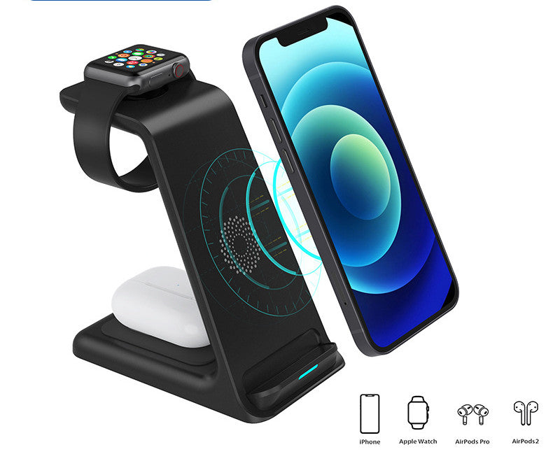 Vertical 15W Three?in?One Wireless Charging Stand With Dual Coils