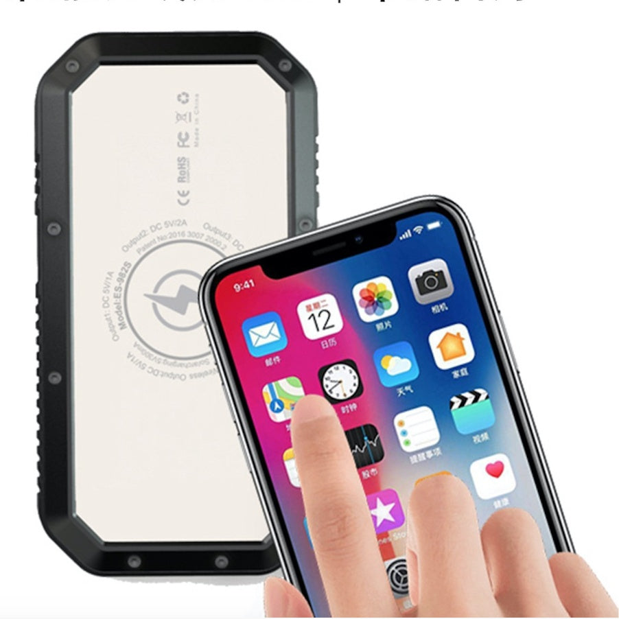Wireless Solar Power Bank With Triple USB Output And LED Torch