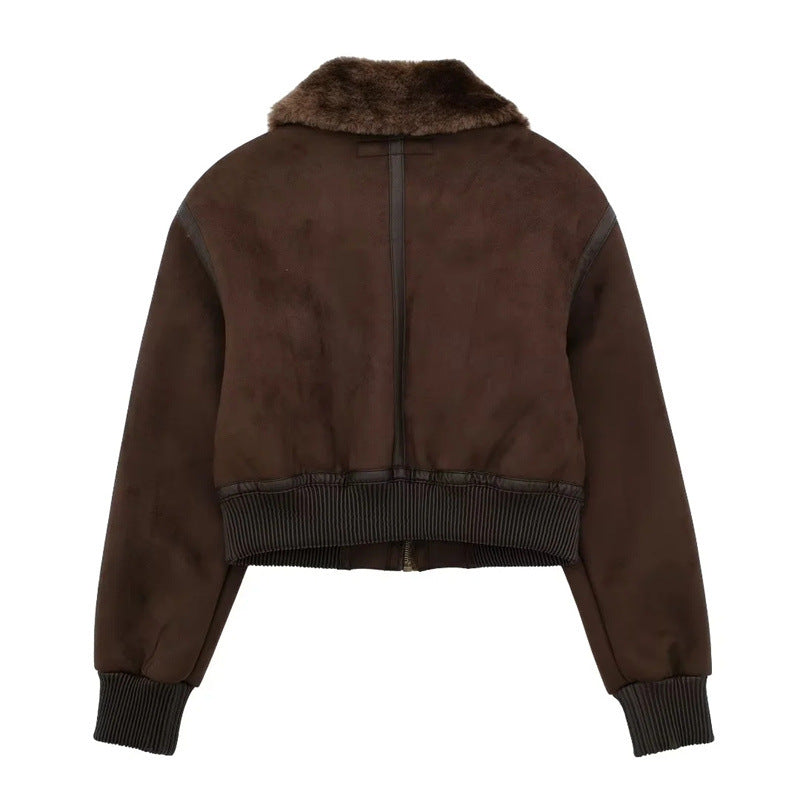 Reversible Fur Motorcycle Jacket Women's Double-Sided Warm Layer Coat