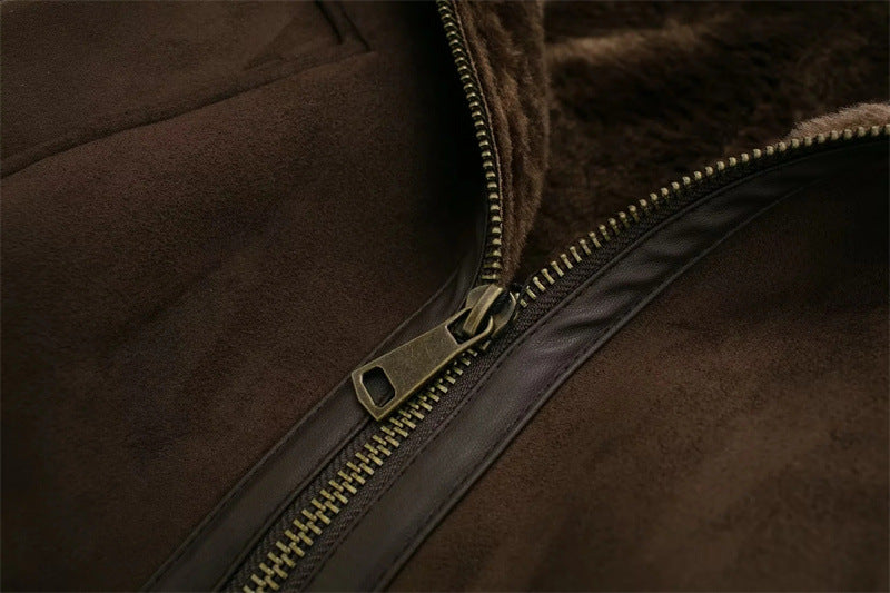 Reversible Fur Motorcycle Jacket Women's Double-Sided Warm Layer Coat
