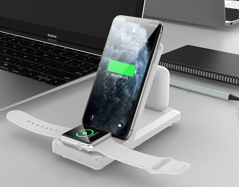 Foldable Three?in?One Wireless Charger For Phone, Watch, Earbuds