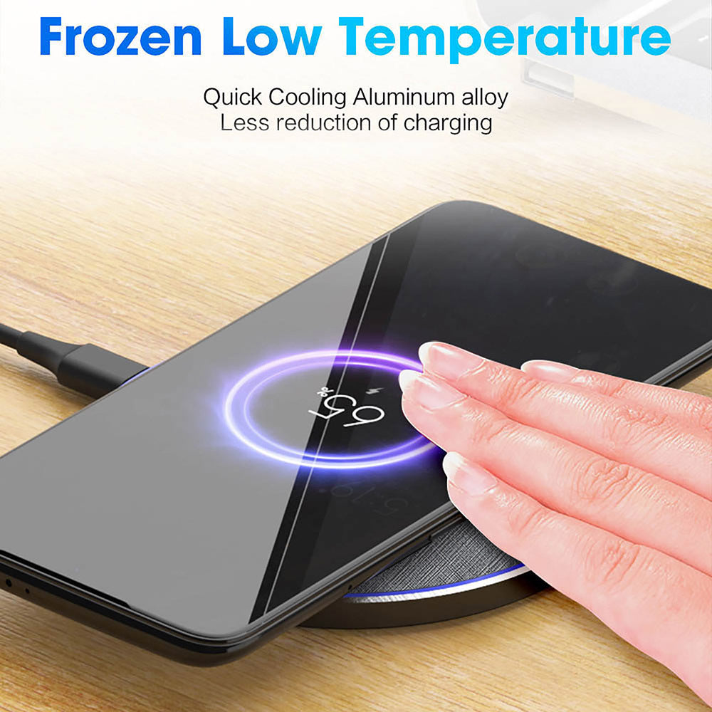 20W Fabric?Surface Wireless Charging Pad With Aluminum Alloy Frame