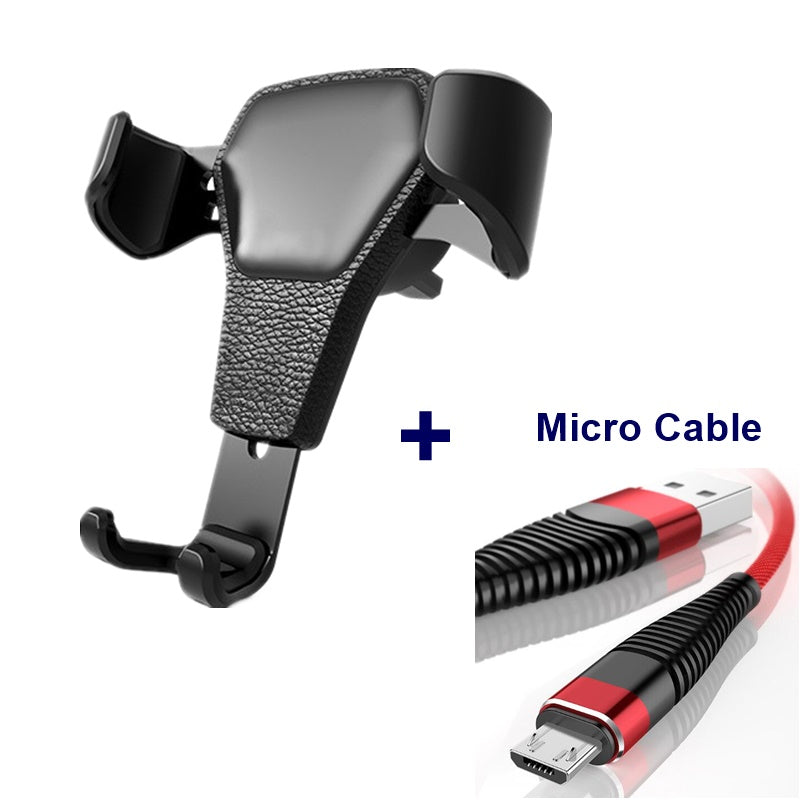 Leather?Texture Gravity Car Phone Holder With Automatic Clamp Design