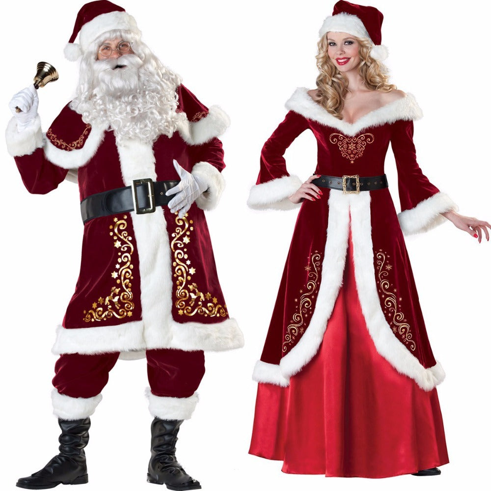 Men and Women's Mr. and Mrs. Claus Couples Outfits for Christmas