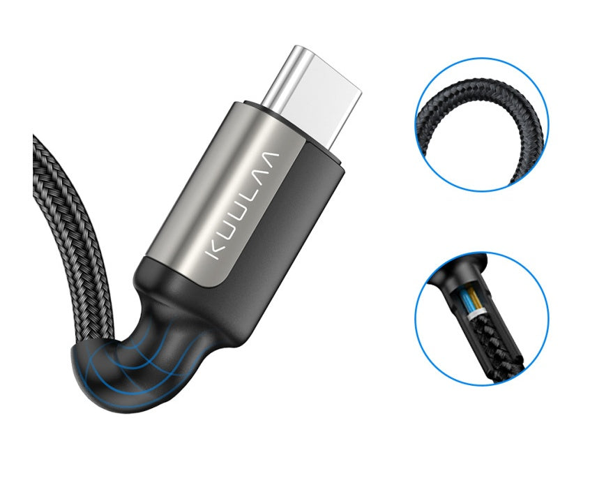 Durable Type C Charging Cable For Dual Port Devices