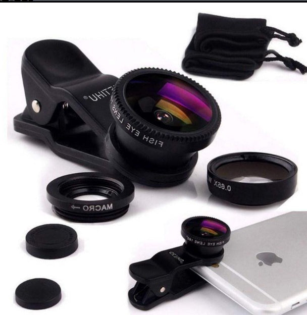 3?In?1 Fisheye, Wide?Angle, And Macro Lens Kit With Clip