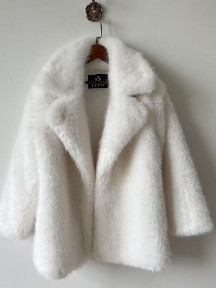 Warm Mid Length Fur Coat For Women In Winter