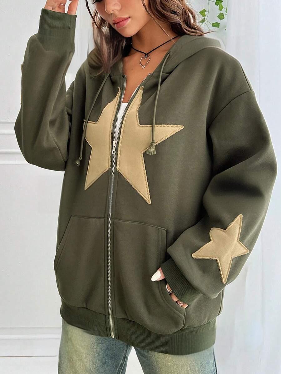Relaxed Hooded Cardigan Jacket For Women